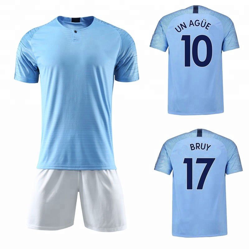 Custom 2019 Club New Design Wholesale Cheap Football Jersey Blue Soccer Kits