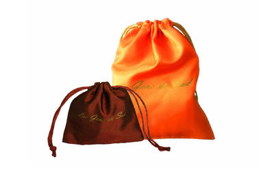 Royal Yellow Satin Drawstring Pouch For Cosmetic / Recycled