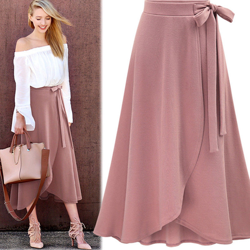 Trending Pink Elegant Maxi Skirt with Belt