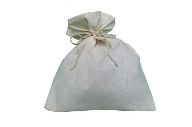 Eco Friendly Cotton Drawstring Pouch , Cotton Food Packaging Bag